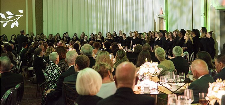 The Ohio Women’s Ensemble caps off the 2019 Alumni Awards Gala, drawing the audience into a rousing performance of “Stand Up and Cheer” and a moving “Alma Mater, Ohio.” 
