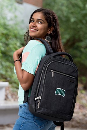 This Samsonite backpack, featuring the arched OHIO logo, is one of approximately 20 new items available at the redesigned Bobcat Store.