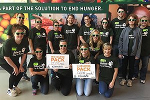 Members of Ohio University’s Middle Tennessee alumni chapter pose for a photo earlier this year after volunteering at the Second Harvest Food Bank of Middle Tennessee. The chapter’s community service includes participating in Hands On Nashville Day.