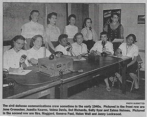 This photo from The Ironton Tribune shows members of the civil defense communicators crew during the early 1940s. Zelma S. Holmes (far right, first row) learned how to operate a ham radio during World War II in the event of an organized community need.