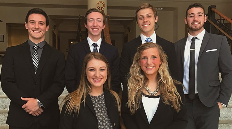 Logan Koshenka, BBA ’18, (far left) is pictured with members of the Business Cluster he participated in while an undergraduate in Ohio University’s College of Business.