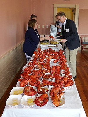 Table full of fresh lobsters at Lobster Fest