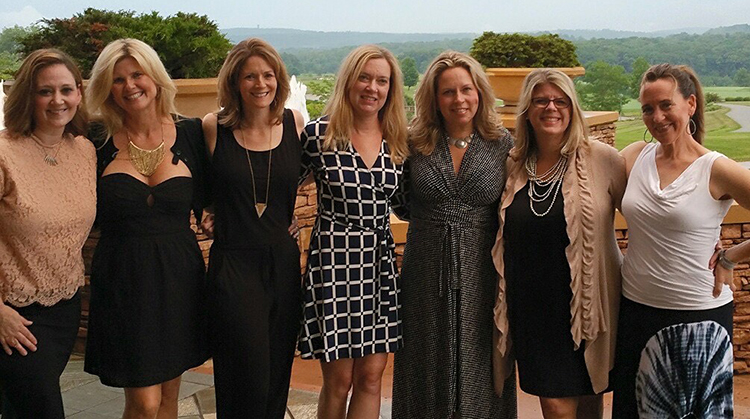 Monique Mixner King and her Pi Beta Phi sisters took a girls’ trip every other year to maintain their Bobcat bond. Pictured (from left) are Karey (Boals) Schner, AB ’93; Tiffany (Nordby) Takac, BSC ’93; Leticia (Leinard) Weidenhamer, BSC’ 93; Monique Mixner King, BSHSS ’93; Caroline (Cofer) Golon, AB ’93; Carrie (Geese) Dupler, BBA ’93; and Susan Moran, BBA ’93.