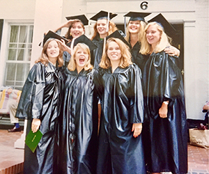 Monique Mixner King and her sorority sisters are pictured outside of the Pi Beta Phi house on graduation day in 1993.