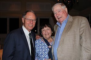 Pat and Phil Muck visit with Ohio University Head Football Coach Frank Solich during an OHIO Greetings event held in February in Naples, Florida.