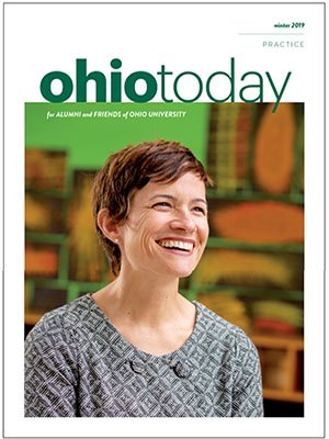 The cover of Ohio Today’s winter issue, themed “Practice,” features Melinda Tsapatsaris, BSED ’98.