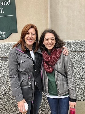 Alumna Patty Pae and student Claire Kirwen, a recipient of the Patricia A. Pae ’90 and Monique Means McDonough ’95 Scholarship for Women Business Leaders, pose for a photo during Ohio University’s 2018 Homecoming Weekend.