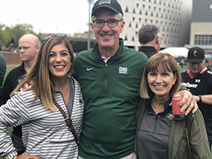 Pictured (from left) are Holly Seckinger, BBA ’02, MED ’19, and her parents, Hoy, BBA ’76, and Sue Seckinger, who earned an associate’s degree from OHIO’s Patton College of Education. 