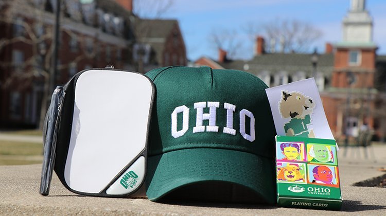 The kit includes an OHIO baseball cap, a deck of OHIO-themed playing cards, an OHIO dry erase scribbler and a Rufus decal.