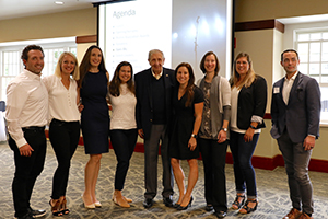 Pictured with Frank Zammataro are some of the many Ohio University alumni he mentored as students through the Ohio University Business Fellows program he helped conceive, launched and led for more than 10 years. 