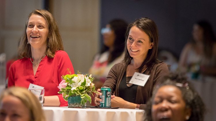 Women gather in The Ohio Union’s ballroom during the Women's Leadership Symposium