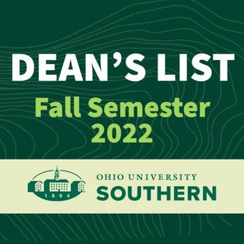 Dean's List Fall Semester 2022, OHIO Southern