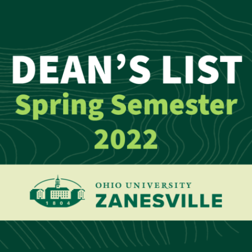 Dean's List Spring Semester 2022, Zanesville