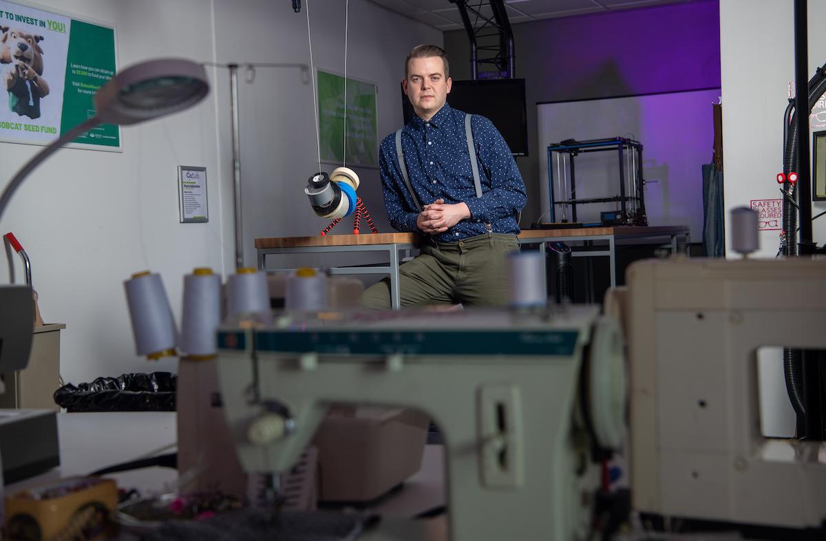 Matt Thomson, program manager of CoLab, stands in the CoLab Makerspace on its opening day. Photo: Ben Siegel