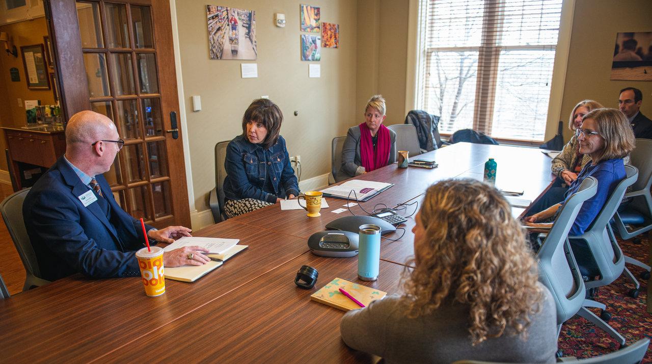 Anne Hazlett spoke with OHIO faculty and staff and community members during her visit to OHIO's Athens Campus. Photo: Eli Burris