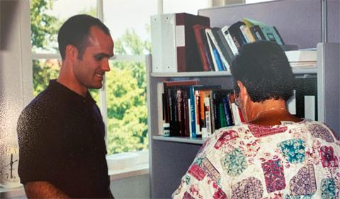 Aaron Reid in his office in Porter Hall