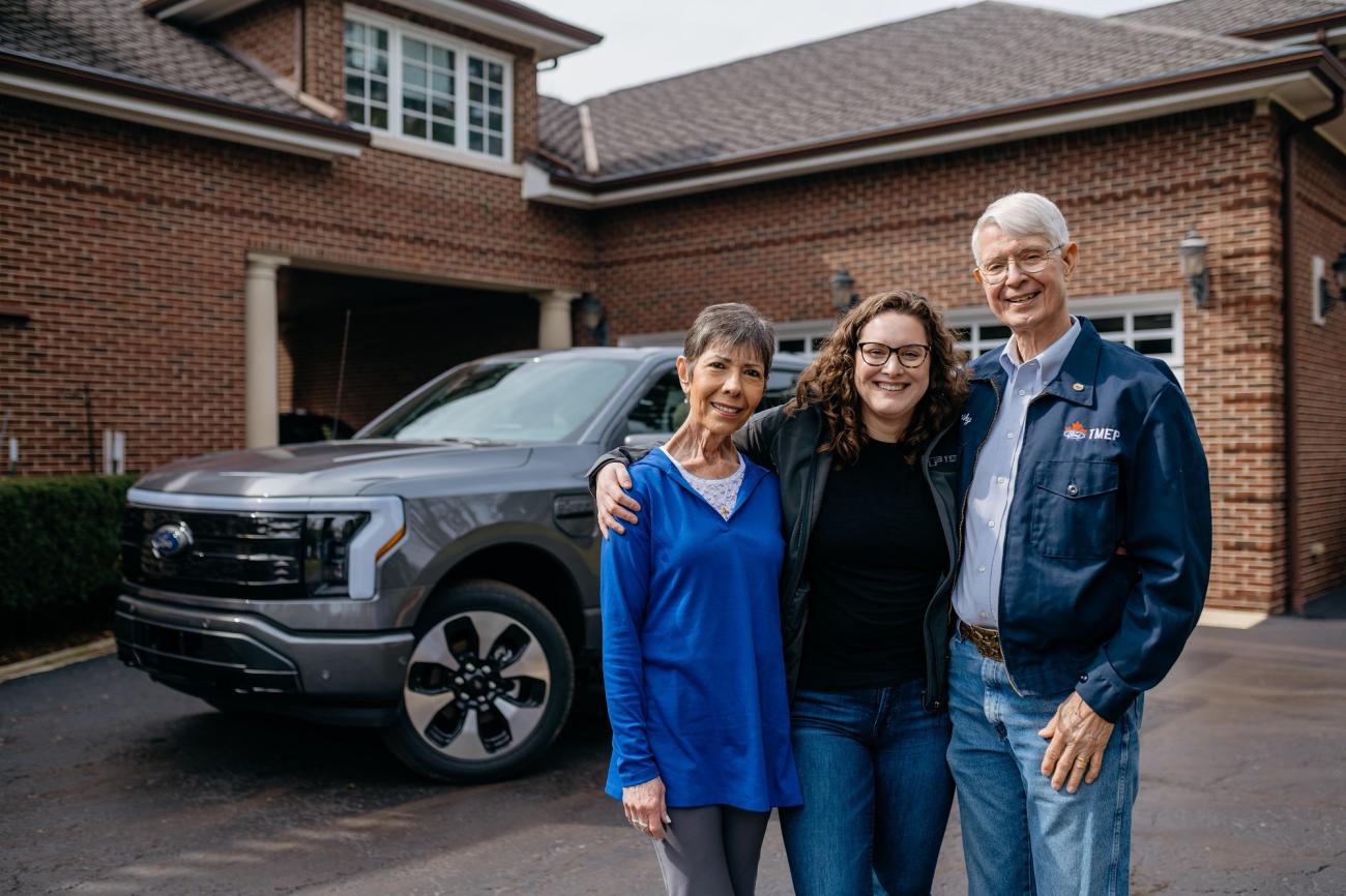 Megan Gegesky is shown with her parents.