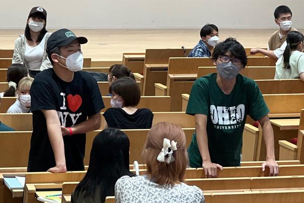 Chubu students showcase their new attire after their return to Chubu.