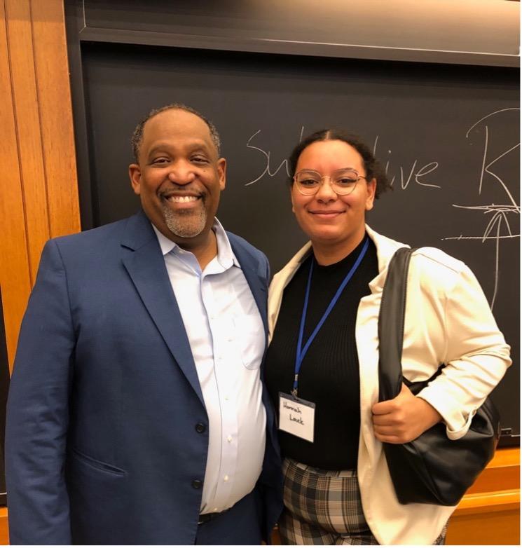 Harvard Law Professor Ronald S. Sullivan Jr. and OU NBLSA President Hannah Louck pose at the conference