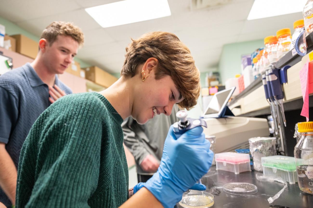 OHIO students are shown in a research lab