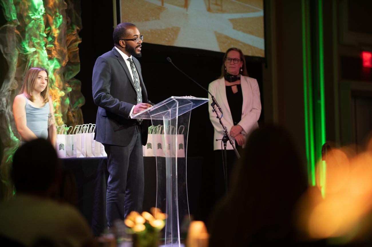 Russell Morrow is shown speaking at the 2024 Leadership Awards