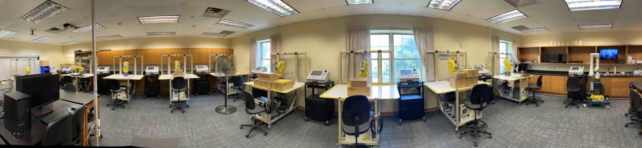 New robots funded by the contract in an ETM lab at Stocker Center.