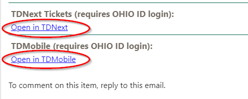 A graphic providing instructions for logging a service request with OHIO's Office of Information Technology.