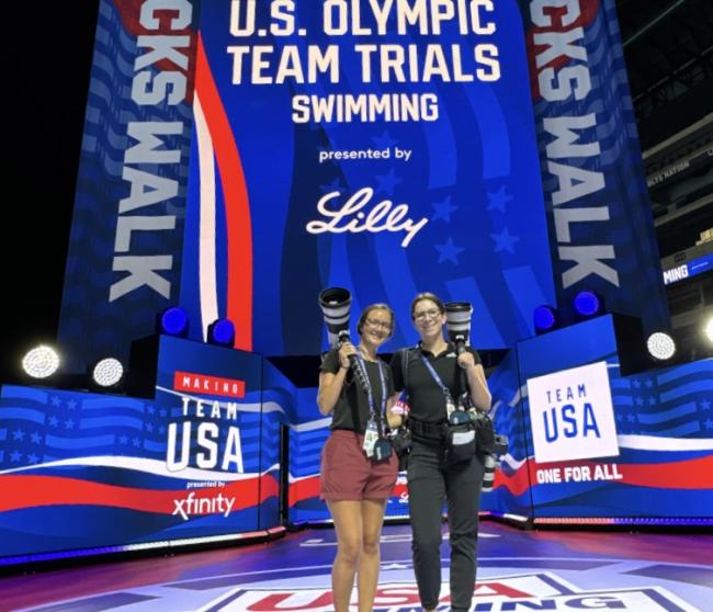 Sarah Stier and Maddie Meyer at Olympic Swim Trials