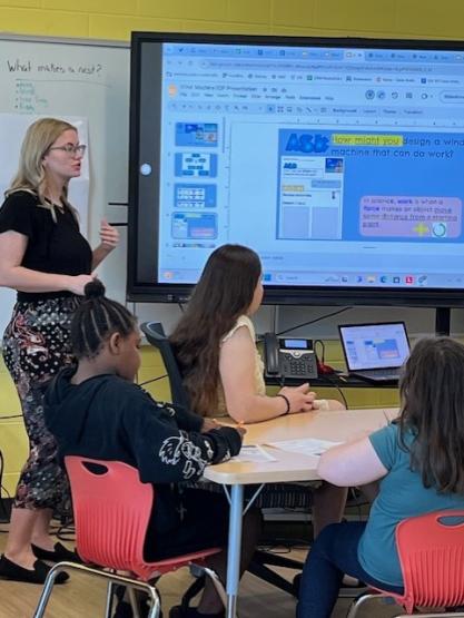 An OHIO student teaches a class at the Chillicothe Primary School