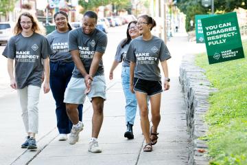 Students wearing Make Respect Visible shirts