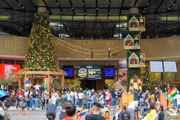 Town square in Brazil during Christmas