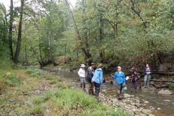 Students performing a Restoration Assessment in a State Park forest