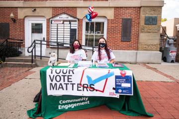 Students registering others to vote