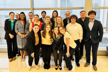 The Ohio University Mock Trial team poses for a group photograph