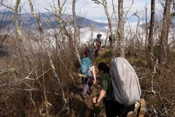 Ohio University students backpack along a section of the Appalachian Trail