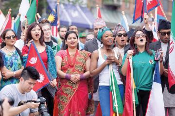 Bobcats from around the globe make the International Street Festival a staple amidst myriad community events that take place spring semester. Photo by Kaitlin Owens, BSVC ’17.