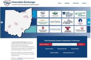 The landing page of the Ohio Innovation Exchange website