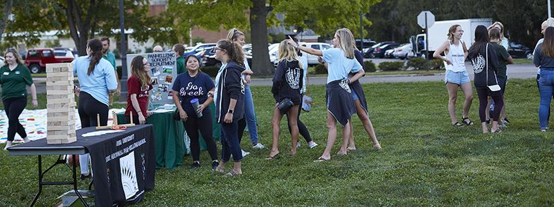 Students in line at an event