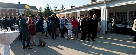 People mingling outside Nelson 