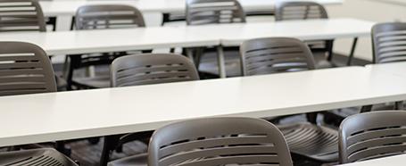 empty chairs and tables in ellis