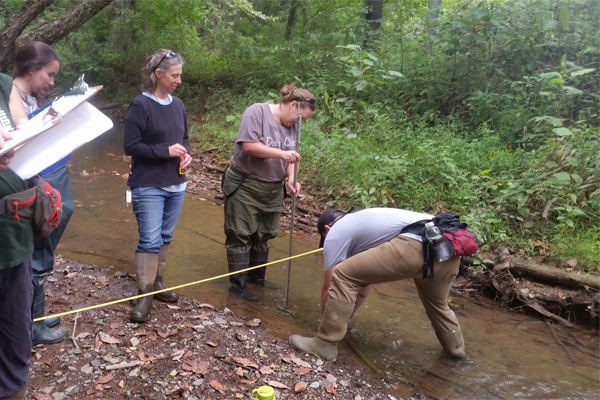 Raccoon Creek Watershed Project monitoring in the stream