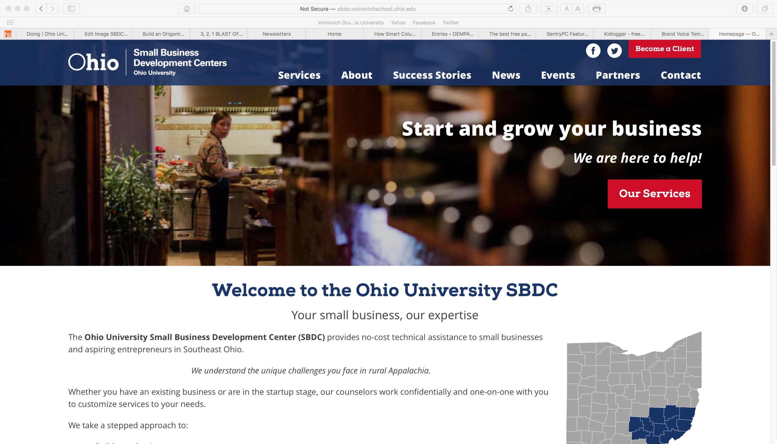 Ohio University SBDC website screenshot