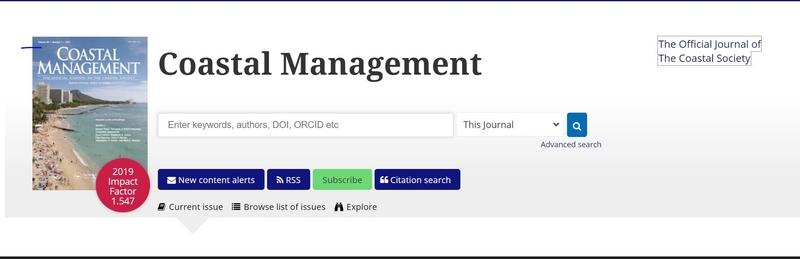A screenshot of the Journal of Coastal Management